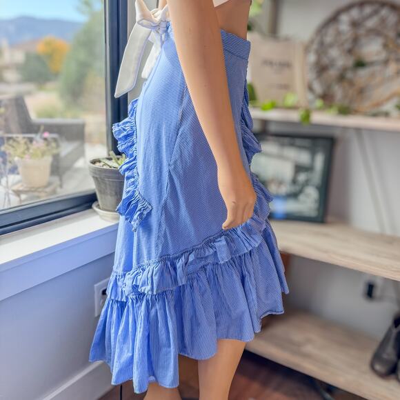 Chicwish Applause of Ruffle Tiered Frill Hem Skirt in Blue/White, Women's Small - Picture 9 of 12